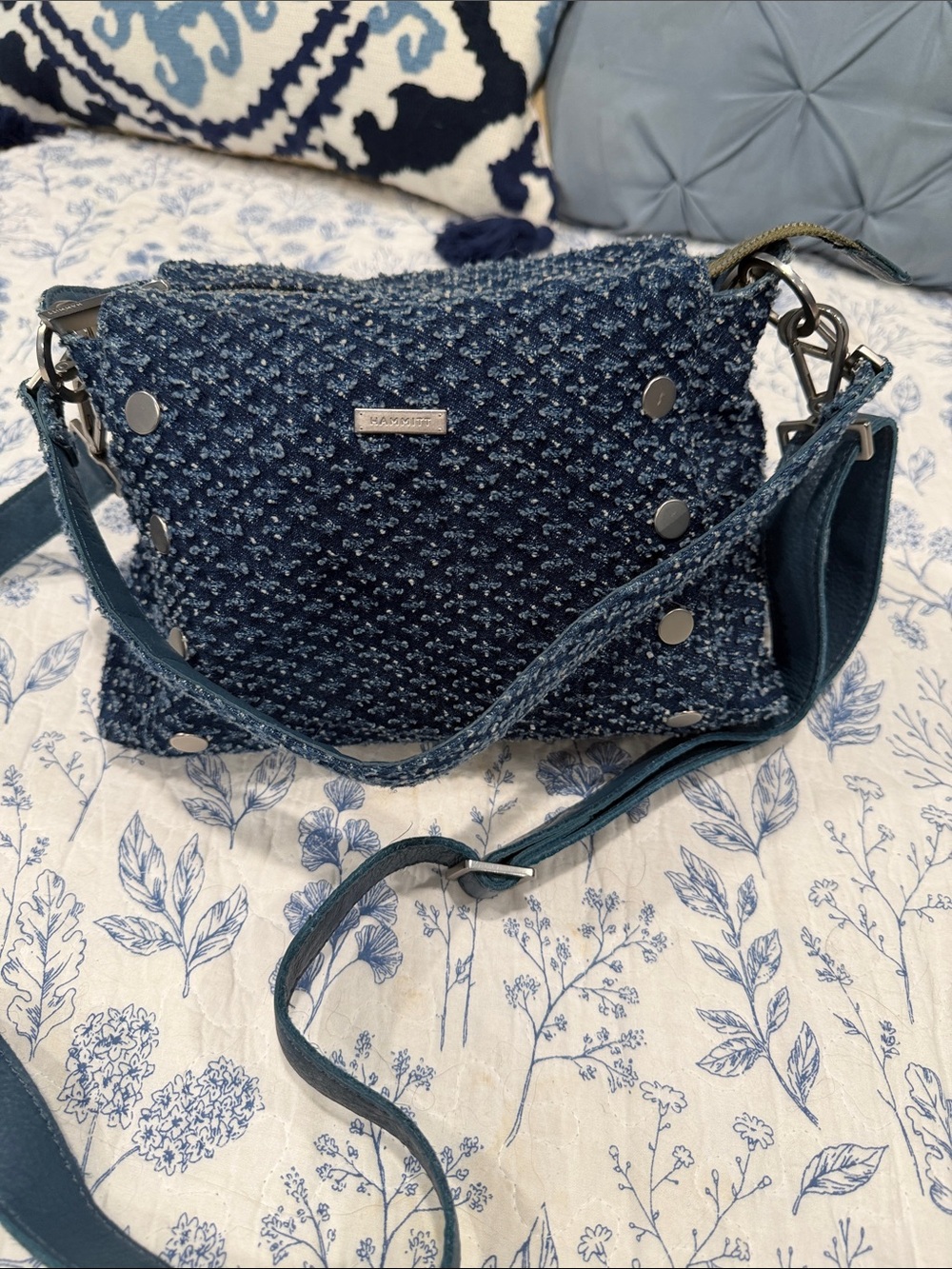 Hammitt Textured Navy Crossbody with Silver Studs - Picture 3 of 6